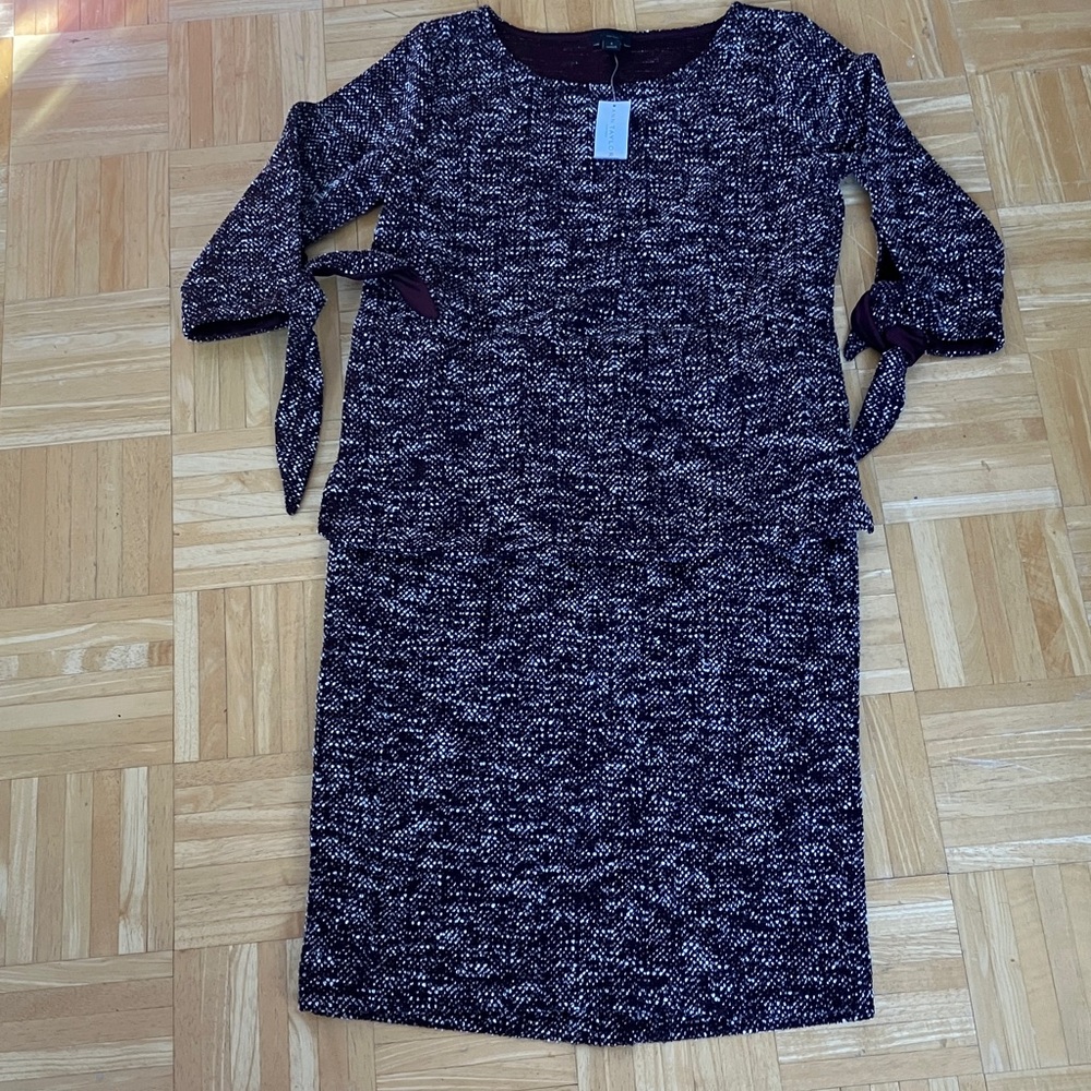 Ann Taylor 2 piece NWT top skirt cranberry tweed matching set S/M - Picture 2 of 13